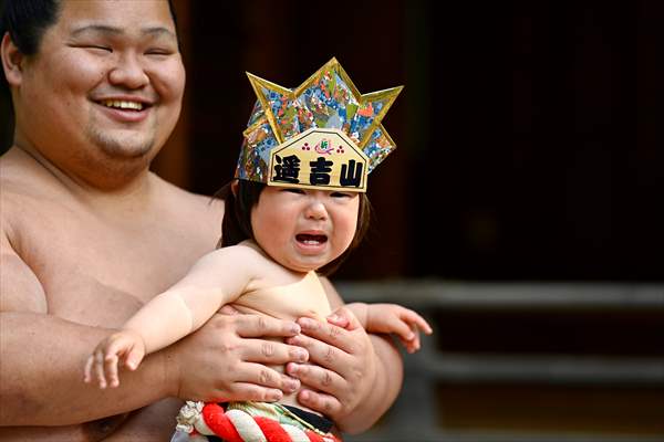 Festival of crying baby sumo in Tokyo