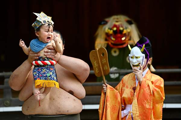 Festival of crying baby sumo in Tokyo