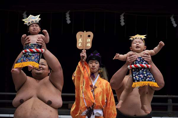 Festival of crying baby sumo in Tokyo