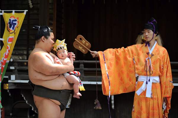 Festival of crying baby sumo in Tokyo