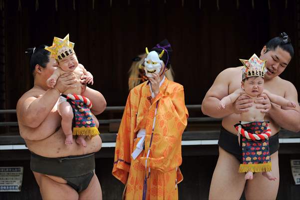 Festival of crying baby sumo in Tokyo