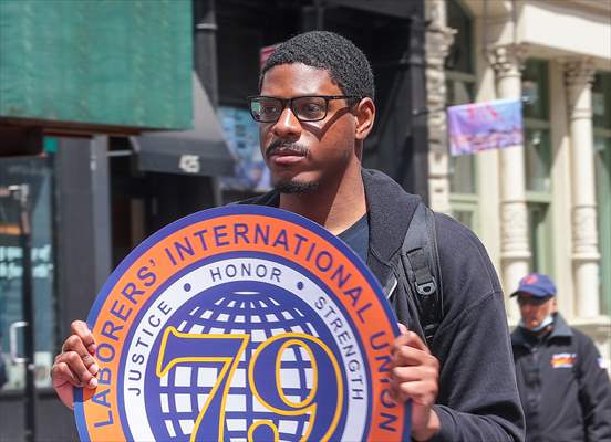 Workers march on May Day in New York City