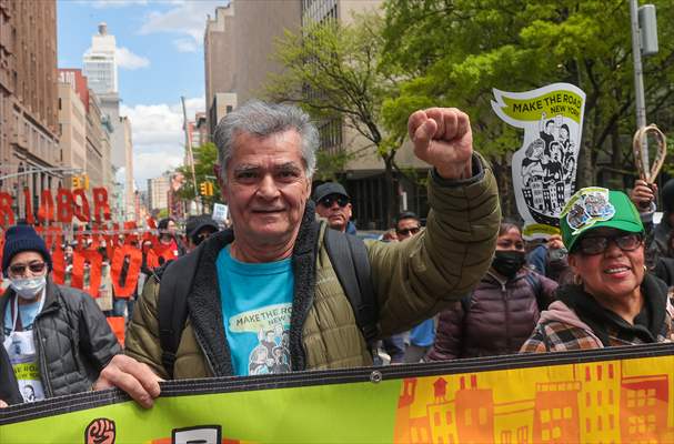 Workers march on May Day in New York City