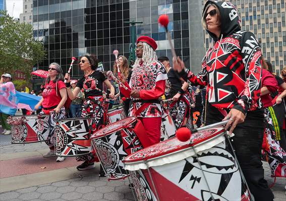 Workers march on May Day in New York City