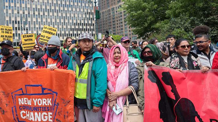 Workers march on May Day in New York City