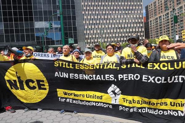 Workers march on May Day in New York City