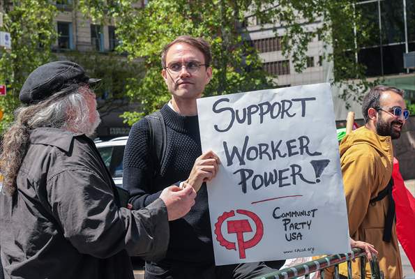 Workers march on May Day in New York City