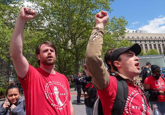 Workers march on May Day in New York City