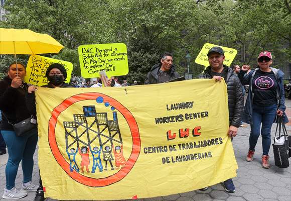Workers march on May Day in New York City
