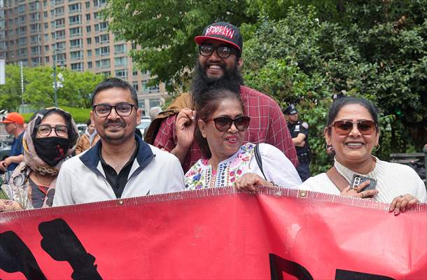 Workers march on May Day in New York City