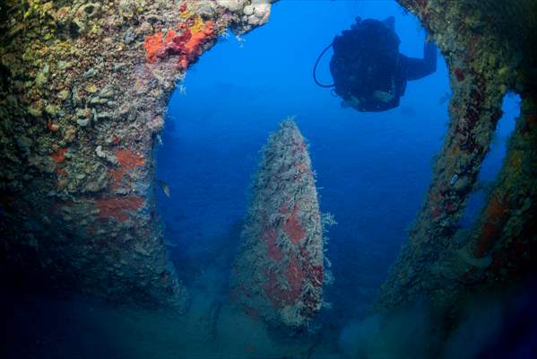 Savaşta batırılan Fransız gemisi 'Paris 2', Antalya'da dalış turizmine hizmet veriyor