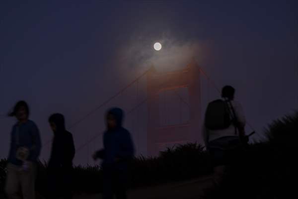 Full Moon rises over Golden Gate Bridge of San Francisco