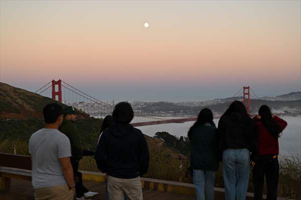 Full Moon rises over Golden Gate Bridge of San Francisco