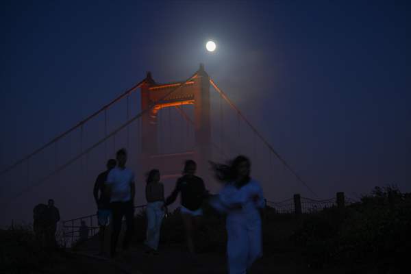 Full Moon rises over Golden Gate Bridge of San Francisco