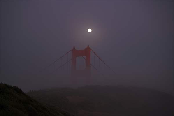 Full Moon rises over Golden Gate Bridge of San Francisco