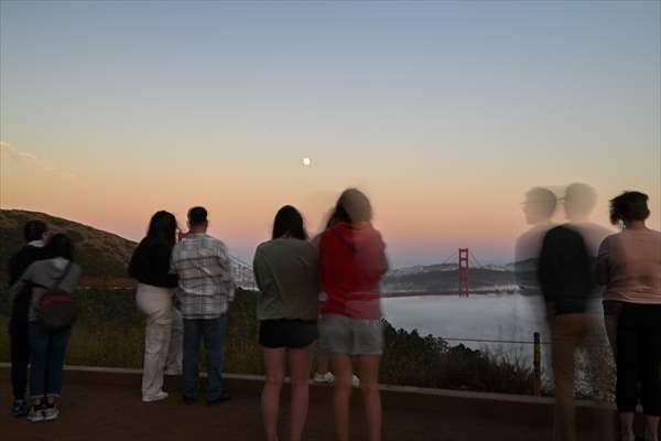 Full Moon rises over Golden Gate Bridge of San Francisco