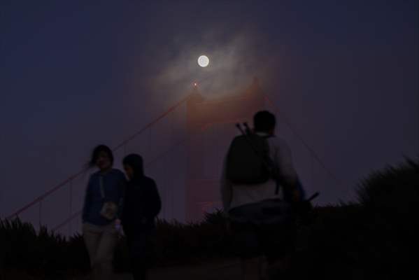 Full Moon rises over Golden Gate Bridge of San Francisco