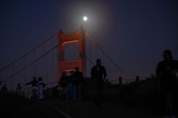 Full Moon rises over Golden Gate Bridge of San Francisco
