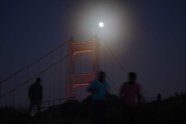Full Moon rises over Golden Gate Bridge of San Francisco