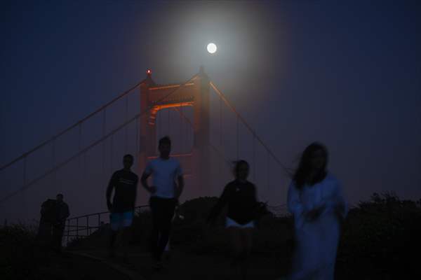 Full Moon rises over Golden Gate Bridge of San Francisco