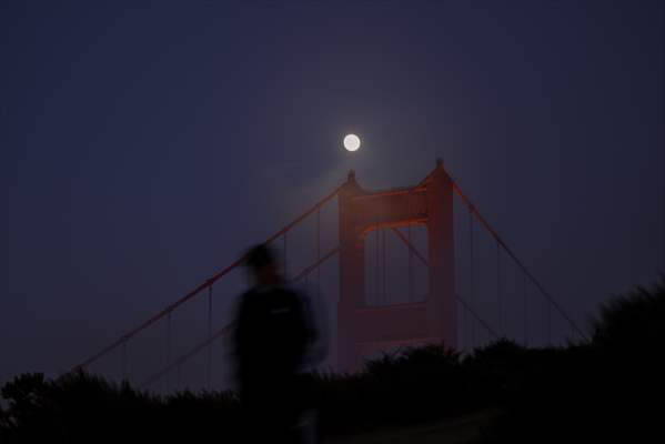 Full Moon rises over Golden Gate Bridge of San Francisco