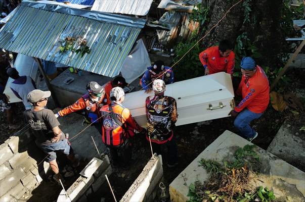 Mass burial ceremony for landslide victims in Philippines