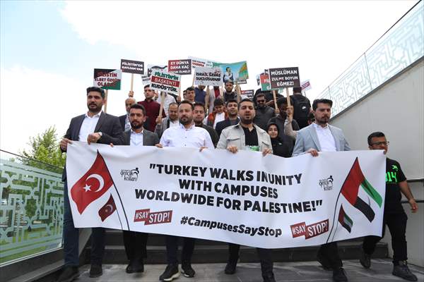 Malatya'da üniversite öğrencileri ABD'deki Filistin eylemlerine destek verdi