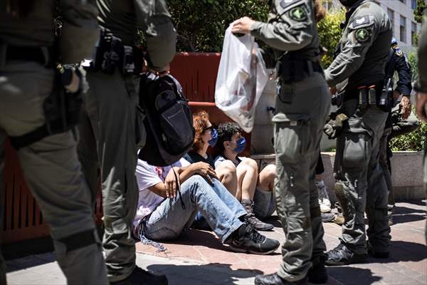 Israeli demonstrators demand Berlin administration cut arms exports to Israel in Tel Aviv