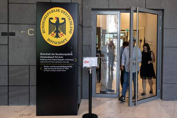 Israeli demonstrators demand Berlin administration cut arms exports to Israel in Tel Aviv