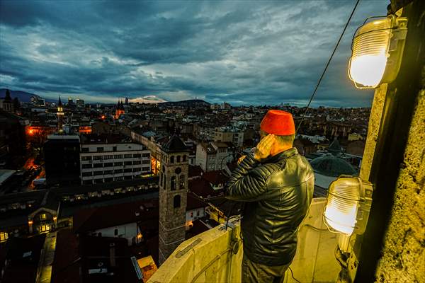 Historical Bazaar in Sarajevo was decorated with star and moon decorations for Ramadan