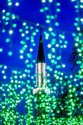 Historical Bazaar in Sarajevo was decorated with star and moon decorations for Ramadan