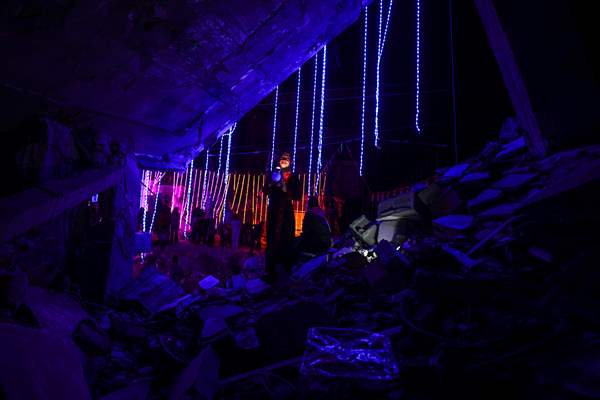 First sahur meal among the collapsed houses in Khan Yunis