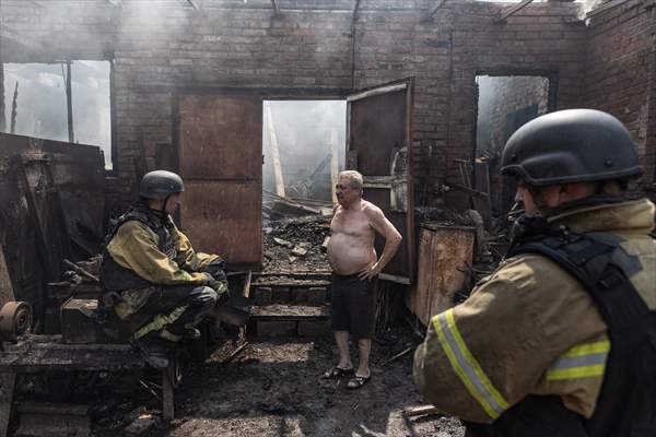 Aftermath of Russian drone strike on Kostiantynivka