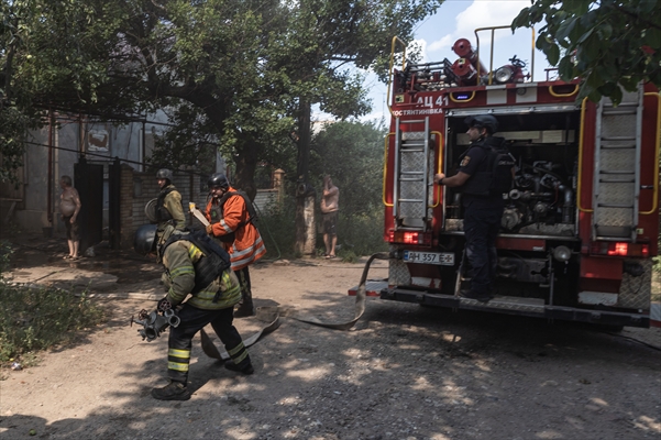 Aftermath of Russian drone strike on Kostiantynivka