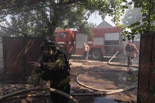 Aftermath of Russian drone strike on Kostiantynivka
