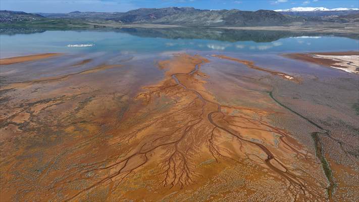 Tuzla Palas Gölü'nü besleyen suların oluşturduğu izler ağaç dallarını andırıyor