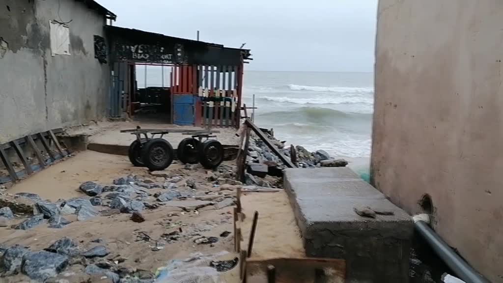 Coastal erosion in Ghana threatens local communities, destroying houses and workplaces