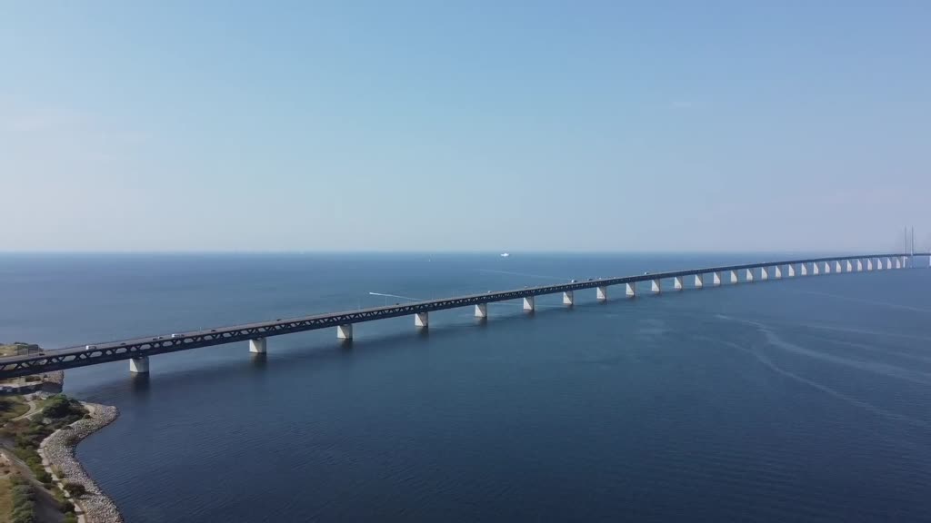 Oresund Bridge on Oresund Strait links Sweden and Denmark