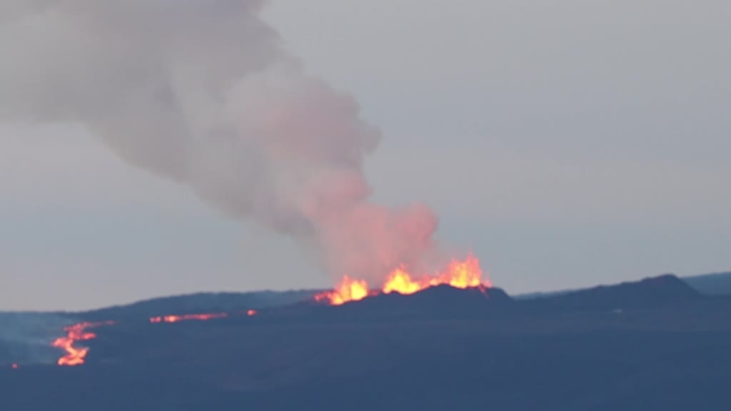 Lava flow from Mauna Loa, world's largest active volcano in Hawaii