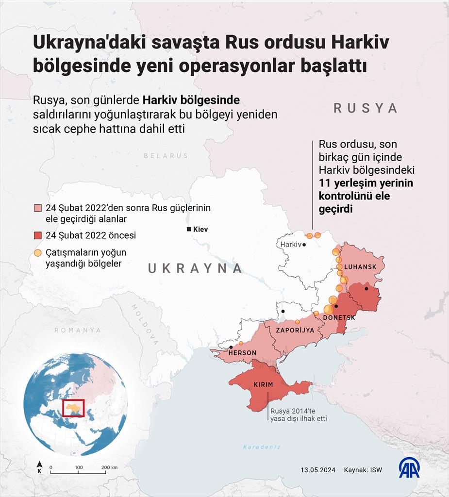 Rusya ordusu Harkiv bölgesinde yeni operasyonlar başlatmış, 11 yerleşim yerinin kontrolünü ele geçirmişti. / Görsel: AA