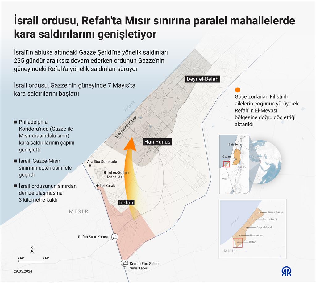 İsrail ordusu, Refah'ta Mısır sınırına paralel mahallelerde kara saldırılarını genişletiyor
