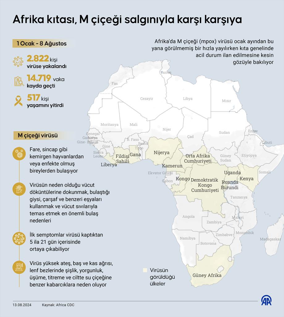 Afrika kıtası, M çiçeği salgınıyla karşı karşıya