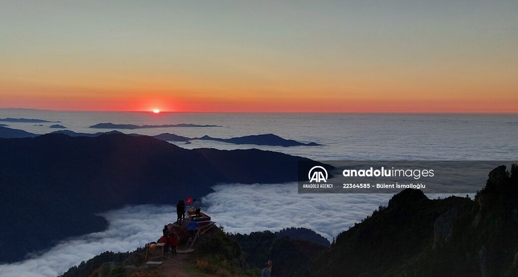 Boat for "sea of clouds" in a highland at 2,700m. altitude in Turkey's Rize