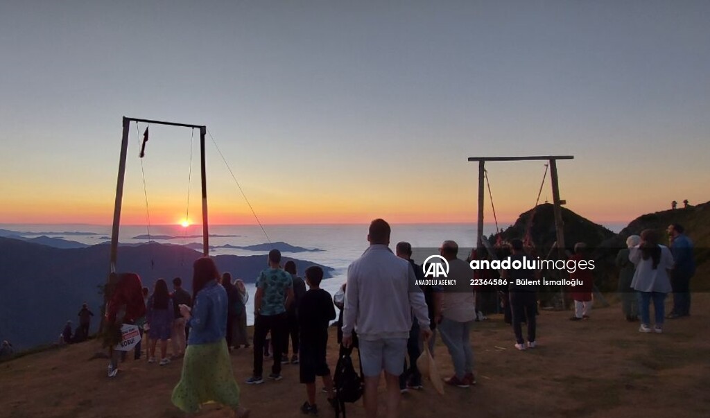 Boat for "sea of clouds" in a highland at 2,700m. altitude in Turkey's Rize