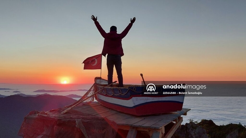 Boat for "sea of clouds" in a highland at 2,700m. altitude in Turkey's Rize