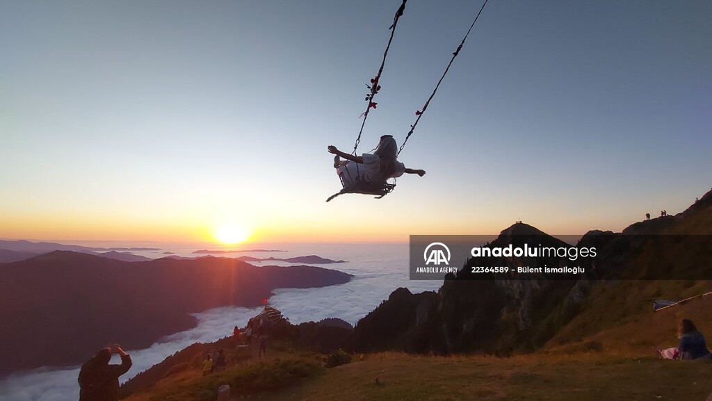 Boat for "sea of clouds" in a highland at 2,700m. altitude in Turkey's Rize