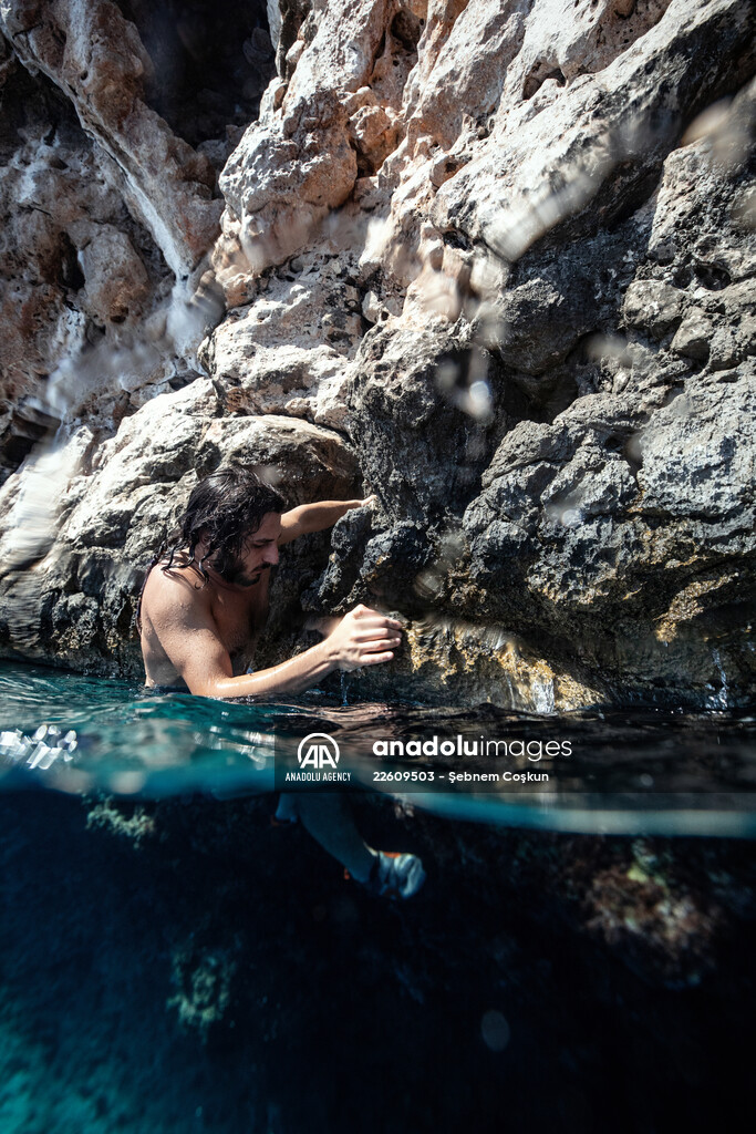 Deep water soloing in Turkey's Antalya
