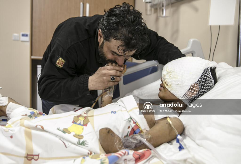 11-year-old Syrian Muhammad meets with his family in Turkey