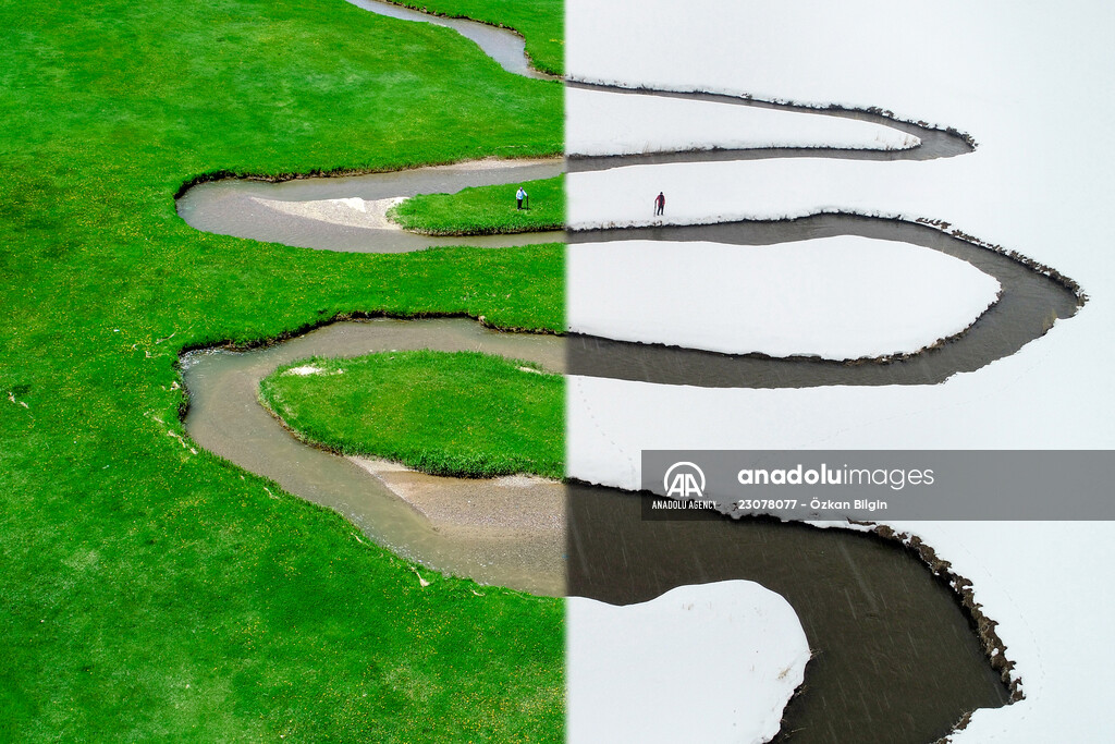 Winter and summer views of meanders