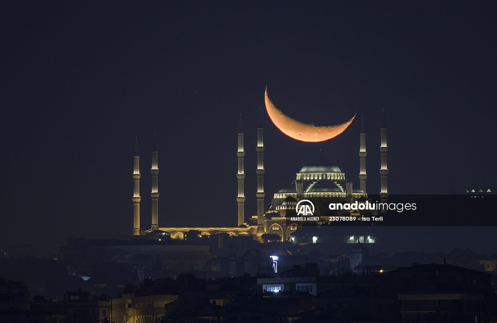 Great Camlica Mosque with crescent moon